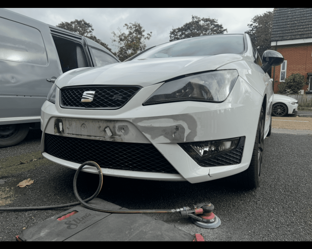 Front bumper scuff repair - before